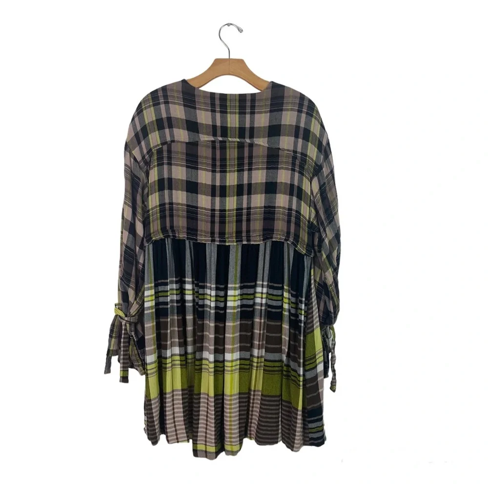 Free People Falling Stars Plaid Mini Dress XS